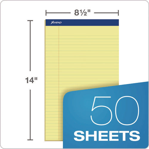 Perforated Writing Pads, Wide/legal Rule, (50) Canary-yellow 8.5 X 14 Sheets, Dozen