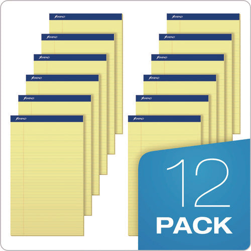 Perforated Writing Pads, Wide/legal Rule, (50) Canary-yellow 8.5 X 14 Sheets, Dozen