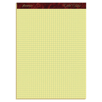 Gold Fibre Canary Quadrille Pads, Stapled With Perforated Sheets, Quadrille Rule (4 Sq/in), 50 Canary 8.5 X 11.75 Sheets