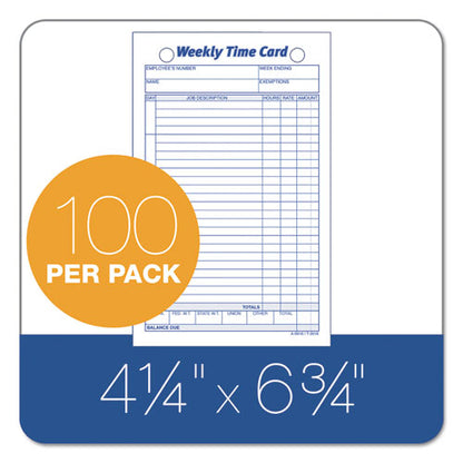 Weekly Employee Time Cards, One Side, 4.25 X 6.75, 100/pack