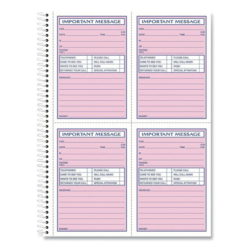 Telephone Message Book With Fax/mobile Section, Two-part Carbonless, 3.88 X 5.5, 4 Forms/sheet, 400 Forms Total