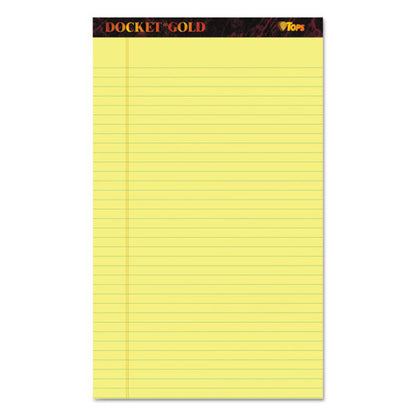 Docket Gold Ruled Perforated Pads, Wide/legal Rule, 50 Canary-yellow 8.5 X 14 Sheets, 12/pack