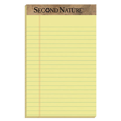 Second Nature Recycled Ruled Pads, Narrow Rule, 50 Canary-yellow 5 X 8 Sheets, Dozen