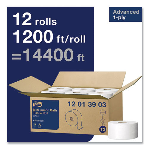 Advanced Jumbo Bath Tissue, Septic Safe, 1-ply, 3.48" X 1,200 Ft, White, 12 Rolls/carton