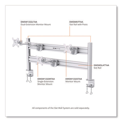 Slat Rail For Slat Wall System For 32" Tvs, 3.39w X 1.8d X 41h, Silver, Supports 33 Lb