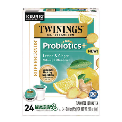 Probiotics+ Herbal Lemon And Ginger Tea, 24/box