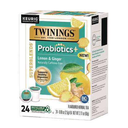 Probiotics+ Herbal Lemon And Ginger Tea, 24/box