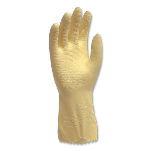 Pro L6500 Series Flock-lined Latex Gloves, 12" Long, Medium, Yellow, 12 Pairs