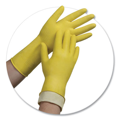 Pro L6500 Series Flock-lined Latex Gloves, 12" Long, Small, Yellow, 12 Pairs