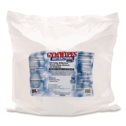 Antibacterial Gym Wipes Refill, 1-ply, 6 X 8, Unscented, White, 700 Wipes/pack, 4 Packs/carton