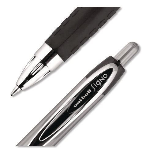 Signo 207 Gel Pen, Retractable, Medium 0.7 Mm, Black Ink, Clear/black Barrel, 8/pack