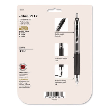 Signo 207 Gel Pen, Retractable, Medium 0.7 Mm, Black Ink, Clear/black Barrel, 8/pack