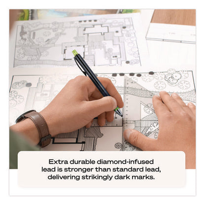 Kurutoga Mechanical Pencil With Tube Of Diamond Lead, 0.7 Mm, Hb (#2), Black Lead, Black/green Barrel