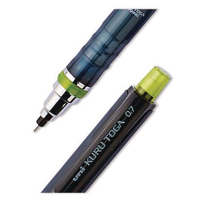 Kurutoga Mechanical Pencil With Tube Of Diamond Lead, 0.7 Mm, Hb (#2), Black Lead, Black/green Barrel