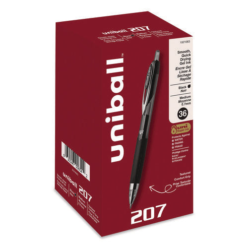 Signo 207 Gel Pen Value Pack, Retractable, Medium 0.7 Mm, Black Ink, Smoke/black Barrel, 36/box