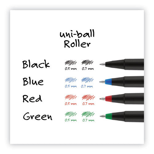 Rollerball Pen, Stick, Extra-fine 0.5 Mm, Blue Ink, Black/blue Barrel, 72/pack