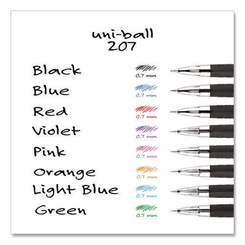 Signo 207 Gel Pen, Retractable, Medium 0.7 Mm, Black Ink, Smoke/black Barrel, 4/pack