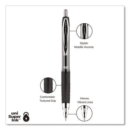 Signo 207 Gel Pen, Retractable, Medium 0.7 Mm, Black Ink, Smoke/black Barrel, 4/pack
