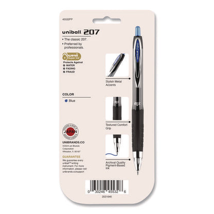 Signo 207 Gel Pen, Retractable, Medium 0.7 Mm, Blue Ink, Smoke/black/blue Barrel, 4/pack
