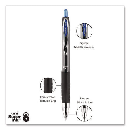 Signo 207 Gel Pen, Retractable, Medium 0.7 Mm, Blue Ink, Smoke/black/blue Barrel, 4/pack