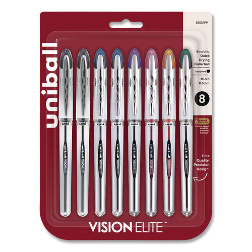 Vision Elite Hybrid Gel Pen, Stick, Fine 0.5 Mm, Assorted Ink And Barrel Colors, 8/pack