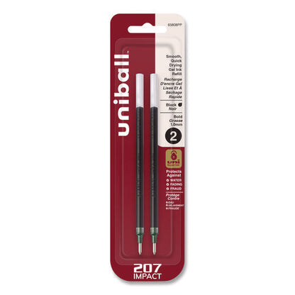 207 Impact Gel Stick Pen Refills, Bold 1 Mm Conical Tip, Black Ink, 2/pack