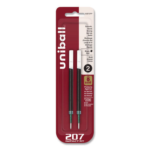 207 Impact Rt Gel Retractable Pen Refills, Bold 1 Mm Conical Tip, Black Ink, 2/pack