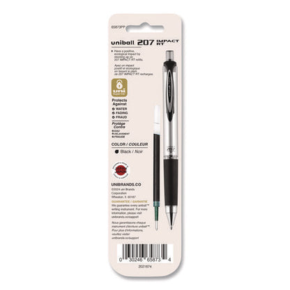 207 Impact Rt Gel Retractable Pen Refills, Bold 1 Mm Conical Tip, Black Ink, 2/pack
