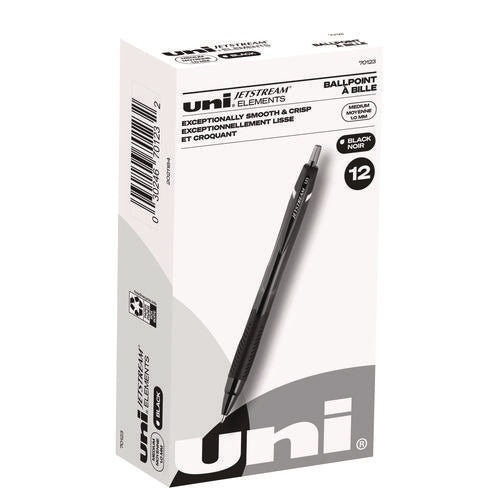 Jetstream Elements Hybrid Gel Pen, Retractable, Medium 1 Mm, Black Ink, Translucent Black/black Barrel, Dozen