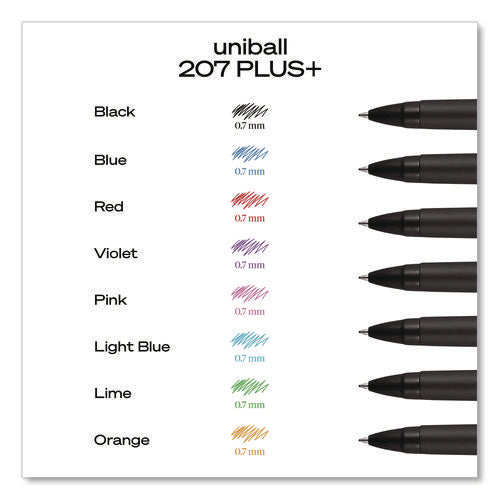 207 Plus+ Gel Pen, Retractable, Medium 0.7 Mm, Black Ink, Black Barrel, 4/pack