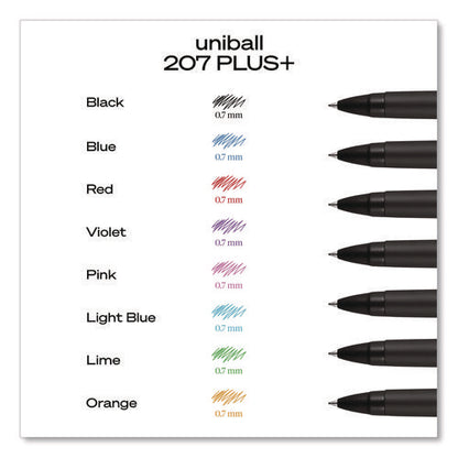 207 Plus+ Gel Pen, Retractable, Medium 0.7 Mm, Black Ink, Black Barrel, 4/pack