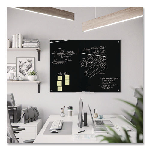 Black Glass Dry Erase Board, 48" X 36" (actual Size: 47" X 35"), Black Surface