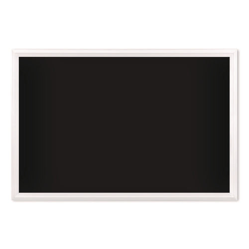 Magnetic Chalkboard With Decor Frame, 30" X 20", Black Surface, White Wood Frame