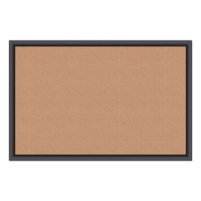 Cork Bulletin Board, 36" X 24" (actual Size: 35" X 23"), Tan Surface, Black Wood Frame