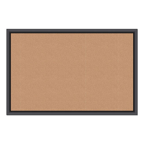 Cork Bulletin Board, 36" X 24" (actual Size: 35" X 23"), Tan Surface, Black Wood Frame