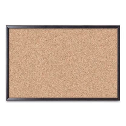 Cork Bulletin Board, 36" X 24" (actual Size: 35" X 23"), Tan Surface, Black Wood Frame