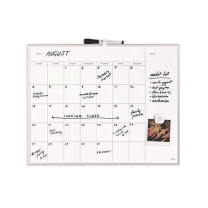 Magnetic Dry Erase Board, Monthly Planning/scheduling Calendar, 20" X 16", White Surface, Satin Aluminum Frame