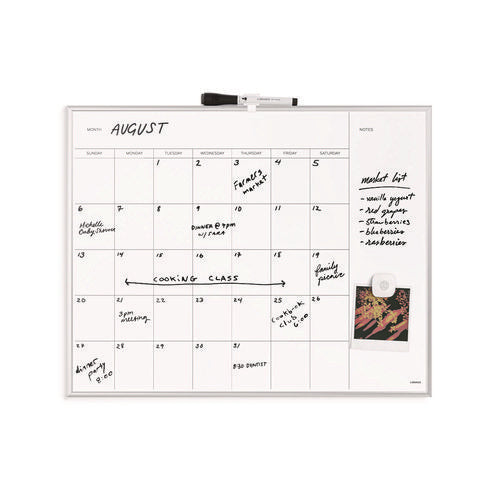 Magnetic Dry Erase Board, Monthly Planning/scheduling Calendar, 20" X 16", White Surface, Satin Aluminum Frame