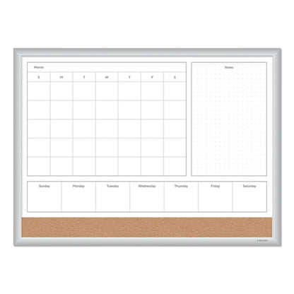 4n1 Magnetic Dry Erase Combo Board, Week/month Planning, 24 X 18 (actual Size: 23 X 17), Tan/wh Surface, Satin Aluminum Frame