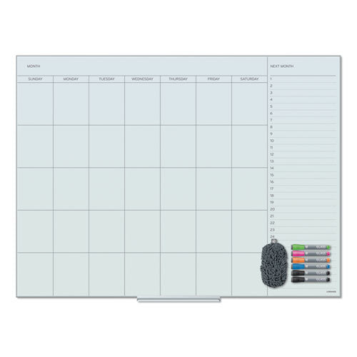 Floating Glass Dry Erase Calendar, Monthly Planning/scheduling, 48" X 36" (actual Size: 47" X 35"), White Surface