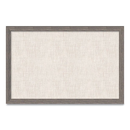 Linen Bulletin Board With Rustic Frame, 36" X 24" (actual Size: 35" X 23"), Beige Surface, Brown Wood Frame