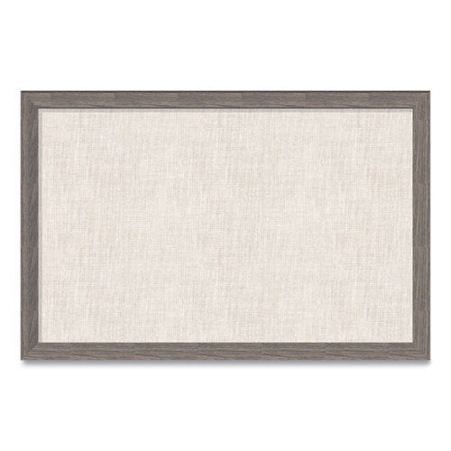Linen Bulletin Board With Rustic Frame, 36" X 24" (actual Size: 35" X 23"), Beige Surface, Brown Wood Frame