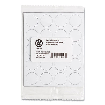 Heavy-duty Board Magnets, Circles, 0.75" Diameter, White, 20/pack