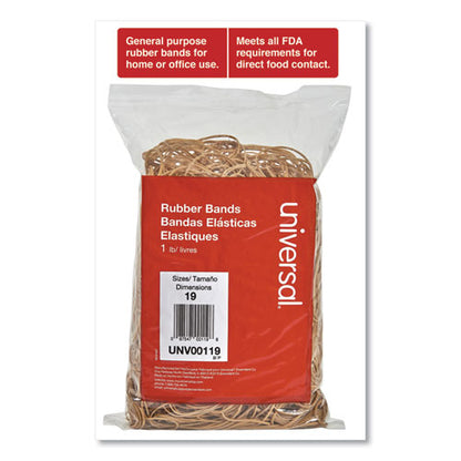 Rubber Bands, Size 19, 0.04" Gauge, Beige, 1 Lb Bag, 1,240/pack