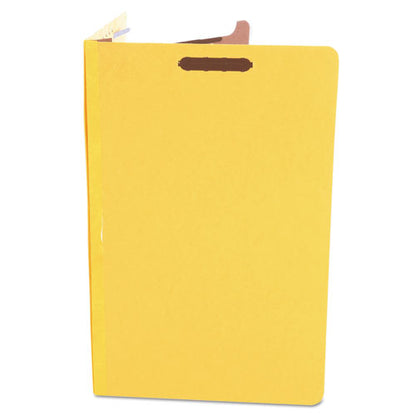 Bright Colored Pressboard Classification Folders, 2" Expansion, 1 Divider, 4 Fasteners, Legal Size, Yellow Exterior, 10/box