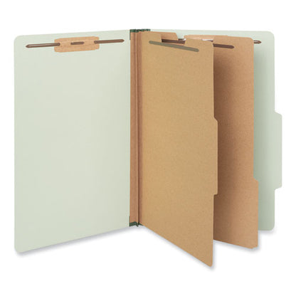 Six-section Pressboard Classification Folders, 2" Expansion, 2 Dividers, 6 Fasteners, Legal Size, Green Exterior, 10/box