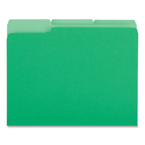 Deluxe Colored Top Tab File Folders, 1/3-cut Tabs: Assorted, Letter Size, Green/light Green, 100/box