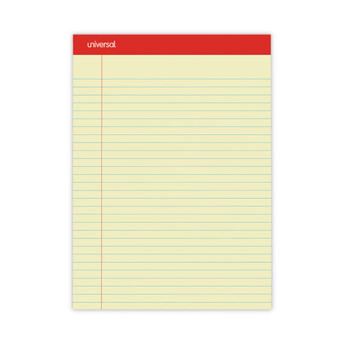 Perforated Ruled Writing Pads, Wide/legal Rule, Red Headband, 50 Canary-yellow 8.5 X 11.75 Sheets, Dozen