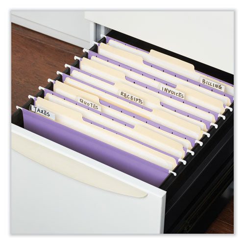 Deluxe Bright Color Hanging File Folders, Letter Size, 1/5-cut Tabs, Violet, 25/box
