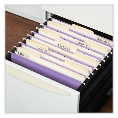 Deluxe Bright Color Hanging File Folders, Letter Size, 1/5-cut Tabs, Violet, 25/box